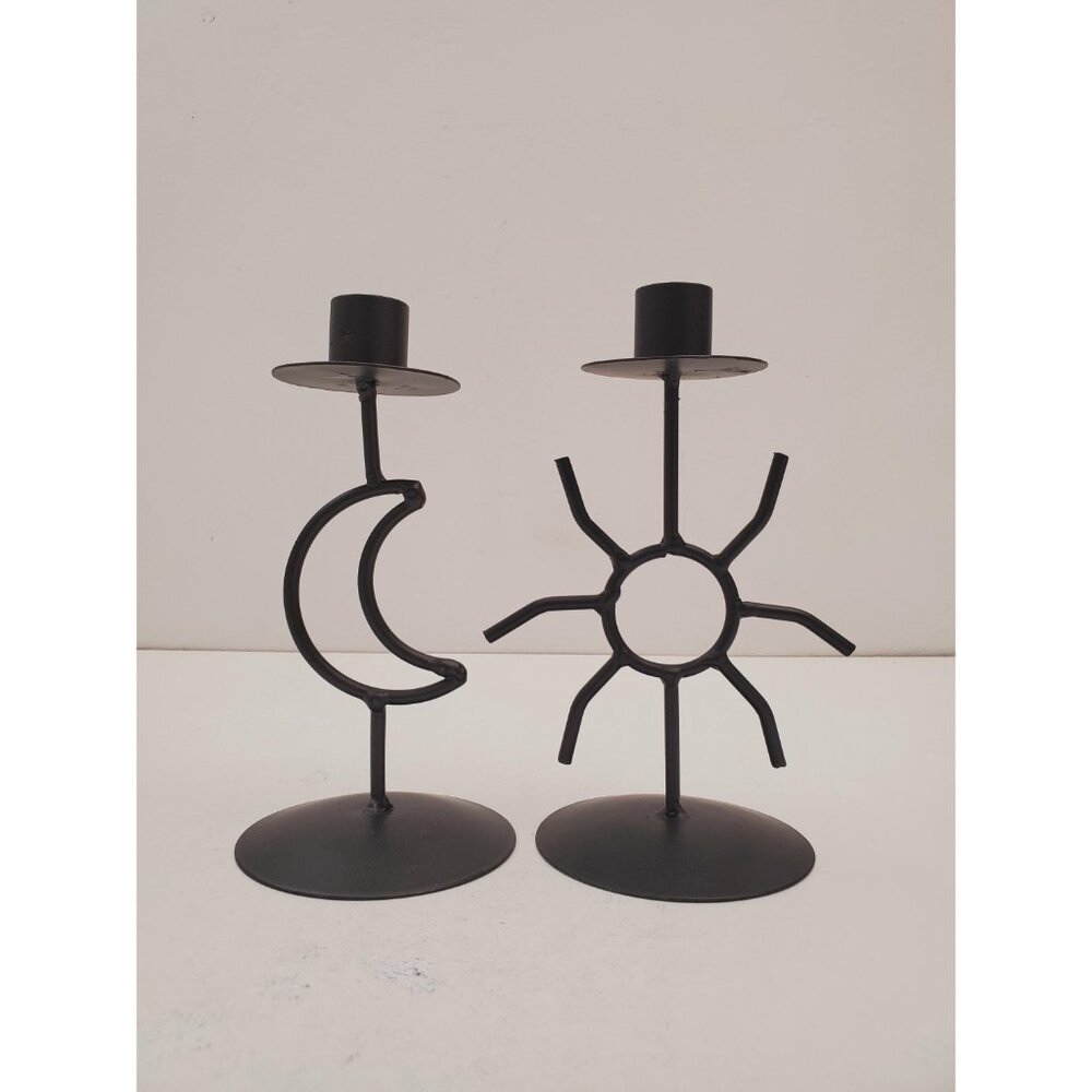 Celestial candlestick Metal star and moon candle holder Vintage altar decor Gift - Picture 3 of 10